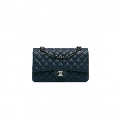 CHANEL BLUE MEDIUM CLASSIC LAMBSKIN DOUBLE FLAP BAG A01112 (25*15*6cm)